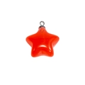 Pendentif étoile translucide rouge-orange avec finition polie et anneau argenté - Petite Étoile - Rouge