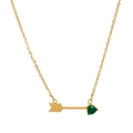 Titanium steel arrow heart pendant necklace with green gemstone in 18K gold finish - May
