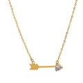 18K gold titanium steel necklace featuring a purple heart gemstone and arrow pendant - June
