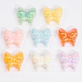 Colorful butterfly shape acrylic beads for DIY crafts in various candy colors with iridescent finish - Agile Straight Hole Butterfly / Solid Color Mixed