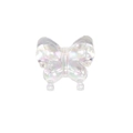 Iridescent transparent acrylic butterfly bead with vertical hole for DIY jewelry making - Agile Straight Hole Butterfly / Transparent - White