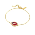 Golden tarot eye bracelet with red-purple gradient enamel and sparkling zircon accents - Red-Purple Gradient Eye (MYA-BAY) / Red Eye Bracelet