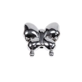 Polished silver butterfly bead with a center hole for DIY jewelry making and phone chains - Agile Straight Hole Butterfly / Metallic White K