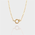 Collier chaîne trombone doré moderne avec pendentif fermoir anneau à ressort - Style Chaîne Trombone (40+5cm/3*8mm)