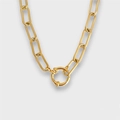 Collier chaîne trombone en or poli avec un fermoir à ressort rond et des maillons fins - Style Chaîne Trombone Large (45+5cm/15*5mm)