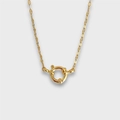 Collier en acier titane doré avec fermoir à ressort marin décoratif et design sourire - Style Chaîne Torsadée (45+5cm/2*4mm)