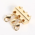 Golden trapezoid multi-layer magnetic necklace clasp for layering necklaces - Three-Row Buttons / Gold