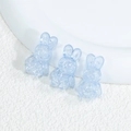Three light blue translucent acrylic bunny beads with internal ice crack texture for DIY - Rabbit - Crackle Blue
