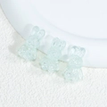 Three mint green transparent acrylic bunny beads with glitter for DIY jewelry - Rabbit - Crackle Green
