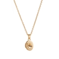 Vintage golden locket necklace with oval flower pendant and purple birthstone - February