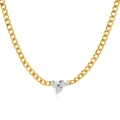 Zweifarbige 18k vergoldete NK-Kette mit kristallbesetztem Blumenanhänger für Damen - Stil 2 (Drei Steine) / Gold Halskette