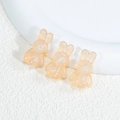 Three-piece set of peach pearlescent resin rabbit beads for DIY jewelry making - Rabbit - Shimmer Orange