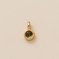 Minimalist gold-plated round pendant with faceted olive green zircon gemstone for necklaces - August Round Pendant