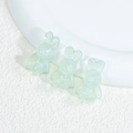 Three translucent pearlescent light green bunny acrylic beads for DIY jewelry making - Rabbit - Shimmer Green