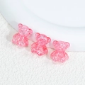 Three pieces of transparent pink acrylic bear beads with unique ice crack texture for DIY - Bear - Crackle Red