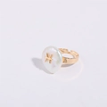 Adjustable gold plated Pisces zodiac ring with a white baroque pearl and symbol - Adjustable Open / Pisces