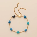 Pulsera dorada para niños con dijes de corazones degradados azul y negro y cierre ajustable - Azul