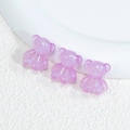 Three purple acrylic bear beads with glitter aurora finish for DIY jewelry crafts - Bear - Shimmer Purple