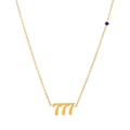 Titanstahl Glückszahl 777 Halskette in Gold mit blauem Edelstein für Damen - 777