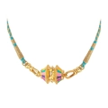 Bunte Emaille-Halskette mit 18K Goldbeschichtung und eingelegten Kristallen - Mehrfarbiges Armband