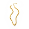 Gold-plated stainless steel curb chain necklace with five sparkling zircon stones - Accent Rhinestone Necklace / Gold