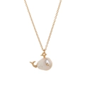 Baroque pearl whale pendant necklace with gold plated metal finish in ocean world style - Gold Whale Necklace O-Chain