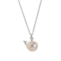 Creative whale pendant necklace with natural baroque pearl and silver fins for women - Silver Whale Necklace O-Chain
