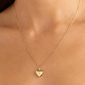Collar de corazón bañado en oro con grabado de estrella y circonita brillante para mujer - Collar de Corazón y Estrella