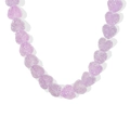 Encantador collar de cuentas de resina lavanda con brillantes cuentas en forma de corazón - Púrpura