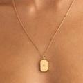Collar de cadena de satélite dorada con colgante octogonal de estrella y circón - Collar Rectangular Estrella