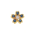 Colgante de flor dorada con cristales de circón azules y claros de cinco pétalos - Accesorio de Dije de Flor Azul