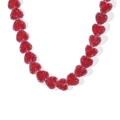 Collar de corazón de resina colorida con cuentas rojas escarchadas efecto azúcar - Rojo