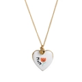 Golden MOM heart locket necklace with white enamel and orange flower pattern - White Tulip MOM