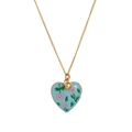 Vintage 18k gold plated stainless steel necklace with blue floral heart locket - Flower Heart Locket