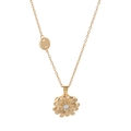 Rotating daisy pendant necklace in gold finish with sparkling central zircon stone - April Style
