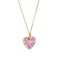 Collier médaillon cœur rose doré avec texte Love Is All et détails zircon - Médaillon Cœur LOVE