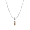 Detail of pearl ice cream pendant with gold hollow texture on white beaded necklace - Ice Cream Necklace Type D