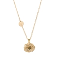 Drehbare Blumenhalskette in Gold-Finish mit einem zentralen grünen Edelstein - August Stil