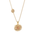 Drehbarer Sonnenblumen Anhänger in 18K Gold mit orangefarbenem Edelstein Zentrum - Oktober Stil