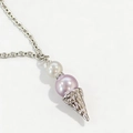 18k gold plated ice cream pendant necklace with white and lavender pearls for women - Light Purple Ice Cream (7)