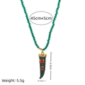 Ethnic style necklace with green faceted beads and chili pendant, 45cm plus 5cm length - Beaded-Green