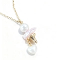 Elegant 18k gold chain necklace featuring baroque pink pearl and white heart pearl - Heart Pendant Ice Cream Pearl Necklace (Artificial Pearl) (2)
