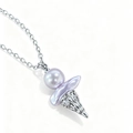 Baroque style necklace with lavender pearls and shimmering silver finish pendant - Pointed Base Purple Pearl Ice Cream Necklace (Artificial Pearl) (4)