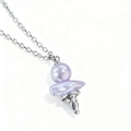Artistic 18k gold plated pearl ice cream pendant necklace with light purple accent - Round Base Purple Pearl Ice Cream Necklace (Artificial Pearl) (1)