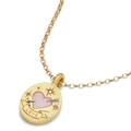 Gold-plated 18K stainless steel necklace with pink heart love charm and star detail - Heart Necklace 029 Only