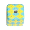 Blue and yellow argyle patterned cube bead with center hole for DIY jewelry making - Argyle Cube / Yellow
