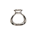 Silver money bag shaped spring ring clasp with lucky Fu character engraving for DIY crafts - White K/Silver