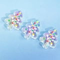 Perles sapin de Noël en acrylique aurora avec pois colorés pour création de bijoux - Sapin de Noël transparent peint à la main / Blanc