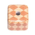 Square orange and beige argyle pattern bead with vertical hole for DIY jewelry - Argyle Cube / Light Coffee