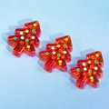 Perles sapin de Noël orange translucide en acrylique avec revêtement AB et pois - Sapin de Noël transparent peint à la main / Rouge